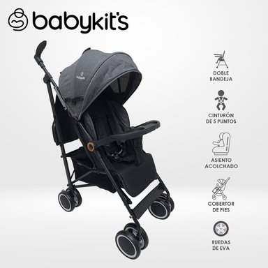 COCHE BASTÓN FIESTA CON BANDEJA GRIS