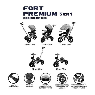 TRICICLO FORT PREMIUM GOLD - 5 EN 1 FUCSIA - 4