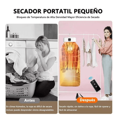 SECADOR DE ROPA PORTÁTIL 600W SECADO RÁPIDO BAJO CONSUMO - BEIGE EFICIENTE - 2