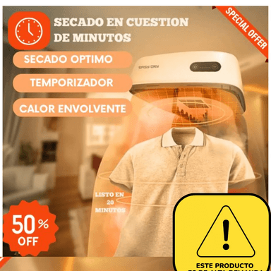 SECADOR DE ROPA PORTÁTIL 600W SECADO RÁPIDO BAJO CONSUMO - BEIGE EFICIENTE - 7