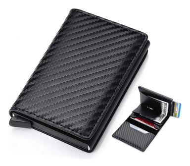 BILLETERA TARJETERO SLIM RFID ANTIRROBO ALUMINIO Y CUERO PU UNISEX - COMPACTA Y SEGURA