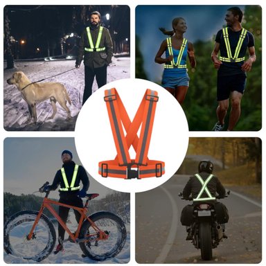 2 CHALECO AJUSTABLE SEGURIDAD REFLECTIVO VISIBILIDAD CICLISTA NARANJA