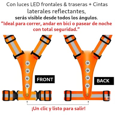 CHALECO REFLECTANTE LED CICLISMO RUNNING + BATERÍAS - 2