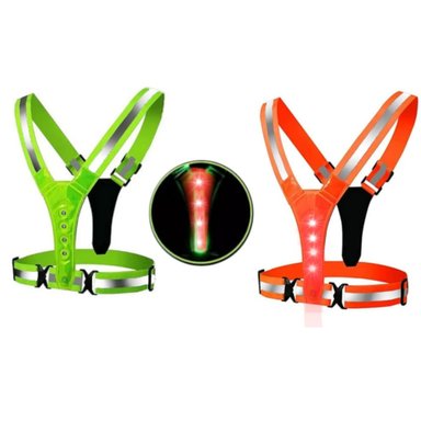 2 CHALECO CINTA REFLECTIVA REFLECTANTE HOMBRE MUJER CICLISMO + PILAS