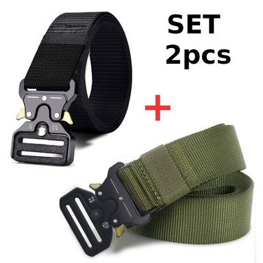 SET 2 CORREAS CINTURÓN PARA HOMBRE AJUSTABLE SISTEMA DE LIBERACIÓN RÁPIDA