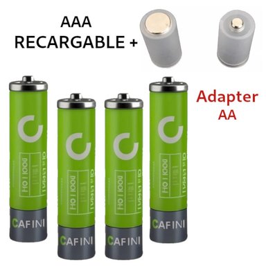 LOTE 4 PILAS AAA RECARGABLE + ADAPTADOR AAA A AA