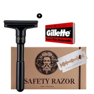 MÁQUINA AFEITAR RASURADORA AFEITADORA CLÁSICA INOXIDABLE 6 NIVELES + HOJILLAS GILLETTE