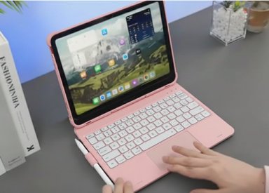 TECLADO + TOUCH PAD 7 IN 1 BLUETOOTH PARA IPAD 10.9 10 GEN 11GEN A16 2025 ROSA TYPECASE - 1