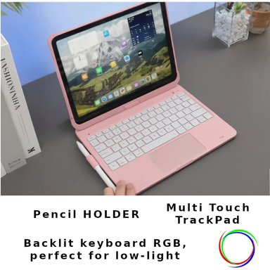 TECLADO + TOUCH PAD 7 IN 1 BLUETOOTH PARA IPAD 10.9 10 GEN 11GEN A16 2025 ROSA TYPECASE - 2