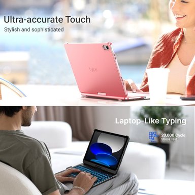 TECLADO + TOUCH PAD 7 IN 1 BLUETOOTH PARA IPAD 10.9 10 GEN 11GEN A16 2025 ROSA TYPECASE - 7