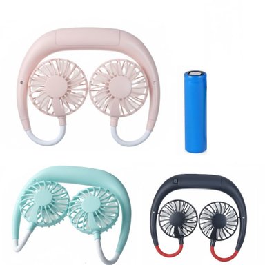 VENTILADOR CUELLO COOLER ROSA 3 VELOCIDADES BATERIA 18650 RECARGABLE REMPLAZABLE PORTABLE PLEGABLE