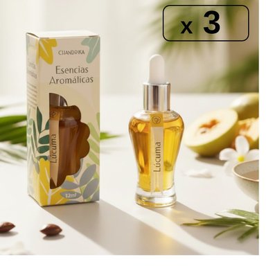 ESCENCIAS AROMATICAS AROMATERAPIA NATURALES LUCUMA CHANDRIKA PACK X3