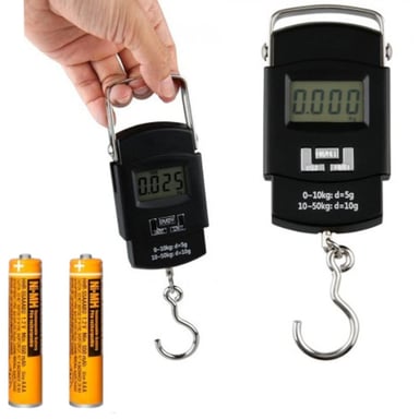 BALANZA ELECTRONICA COMPACTA MANO DIGITAL +BATERIAS PORTÁTIL PESCA EQUIPAJE MALETA BÁSCULA PESO - 1