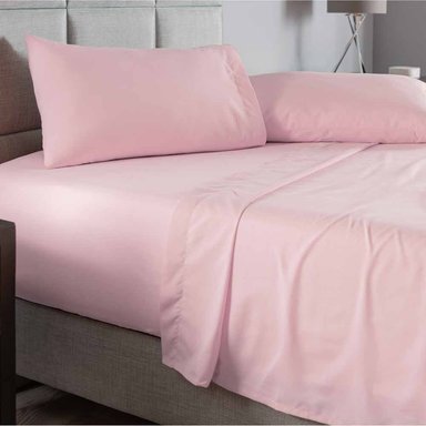 SET SÁBANAS ALGODÓN PIMA QUEEN ROSADO 300 HILOS