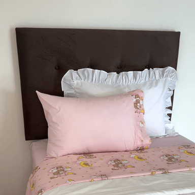 SET SÁBANAS TEDDY BEAR ALGODÓN BRAMANTE TWIN ROSADO 200 HILOS