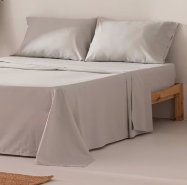 SET SÁBANAS ALGODÓN PIMA QUEEN GRIS CLARO 300 HILOS