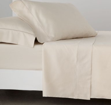 SET SÁBANAS ALGODÓN PIMA FULL IVORY 300 HILOS