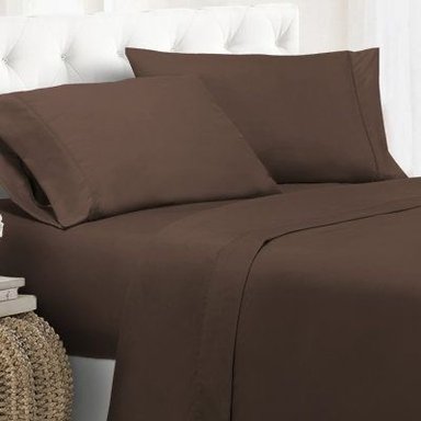 SET SÁBANAS ALGODÓN BRAMANTE TWIN MARRON 200 HILOS