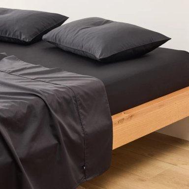 SET SÁBANAS ALGODÓN BRAMANTE KING NEGRO 200 HILOS