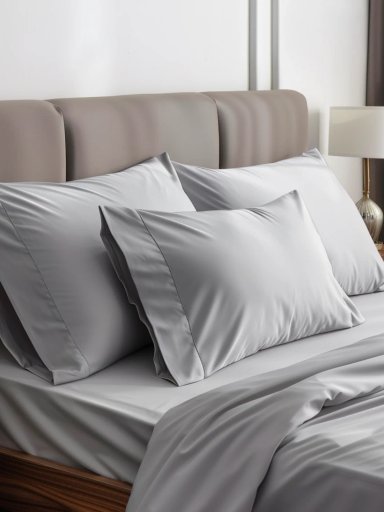 SET SÁBANAS ALGODÓN BRAMANTE TWIN GRIS CLARO 180 HILOS