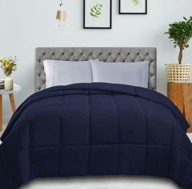 CUBRECAMA MOUN 100 % ALGODÓN BRAMANTE KING AZUL MARINO 200 HILOS