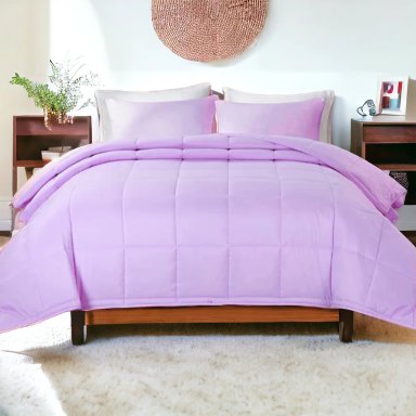 CUBRECAMA MOUN 100 % ALGODÓN BRAMANTE  QUEEN LILA 200 HILOS