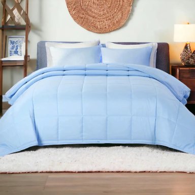 CUBRECAMA MOUN 100 % ALGODÓN BRAMANTE 1 PLZ CELESTE 200 HILOS