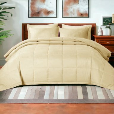 CUBRECAMA MOUN 100 % ALGODÓN BRAMANTE QUEEN BEIGE 200 HILOS