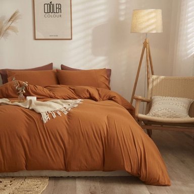 FUNDA PLUMÓN ALGODÓN BRAMANTE 2 PLZ TERRACOTA 200 HILOS