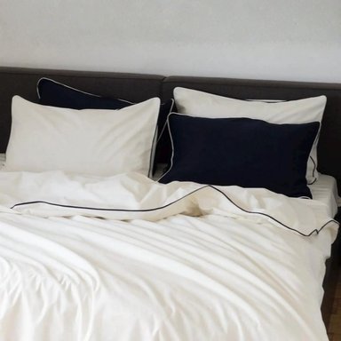 FUNDA PLUMÓN RIBETE 100 % ALGODÓN BRAMANTE 1.5 PLZ BLANCO 200 HILOS