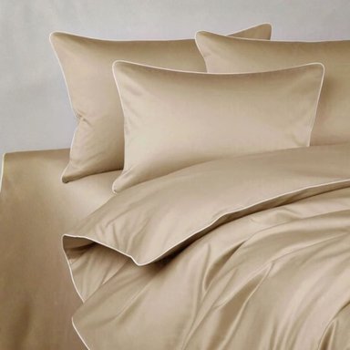 FUNDA PLUMÓN RIBETE 100 % ALGODÓN BRAMANTE KING BEIGE 200 HILOS