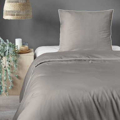 FUNDA PLUMÓN RIBETE 100 % ALGODÓN BRAMANTE QUEEN GRIS ZAREK 200 HILOS