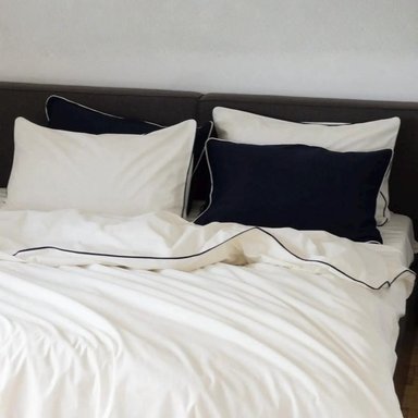 FUNDA PLUMÓN RIBETE 100 % ALGODÓN BRAMANTE QUEEN BLANCO 200 HILOS