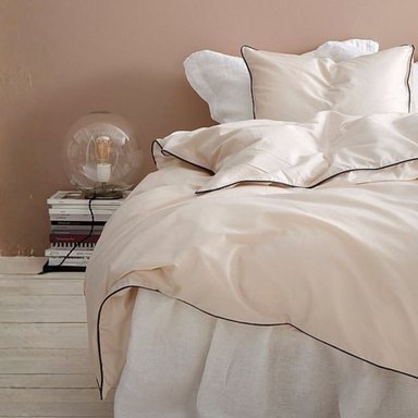 FUNDA PLUMÓN RIBETE 100 % ALGODÓN BRAMANTE 2 PLZ IVORY 200 HILOS