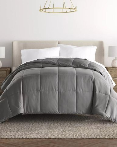 EDREDÓN MEDIA ESTACIÓN 100 % ALGODÓN BRAMANTE 2 PLZ GRIS OSCURO 180 HILOS