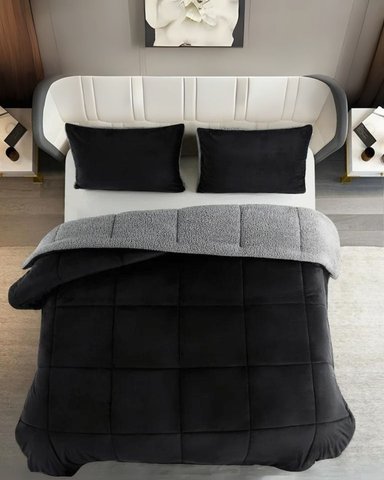 EDREDÓN CARNERO QUEEN NEGRO / GRIS 200 HILOS