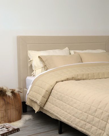 QUILT 100 % ALGODÓN BRAMANTE 1.5 PLZ BEIGE GAMUZA 200 HILOS