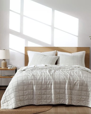 QUILT 100 % ALGODÓN BRAMANTE 1 PLZ GRIS VAPOR 200 HILOS