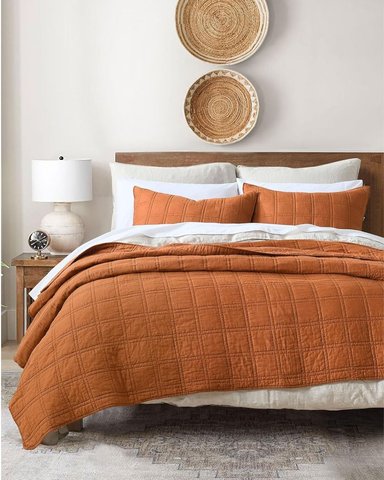 QUILT 100 % ALGODÓN BRAMANTE 1 PLZ TERRACOTA 200 HILOS