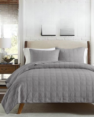 QUILT 100 % ALGODÓN BRAMANTE KING GRIS ZAREK 200 HILOS