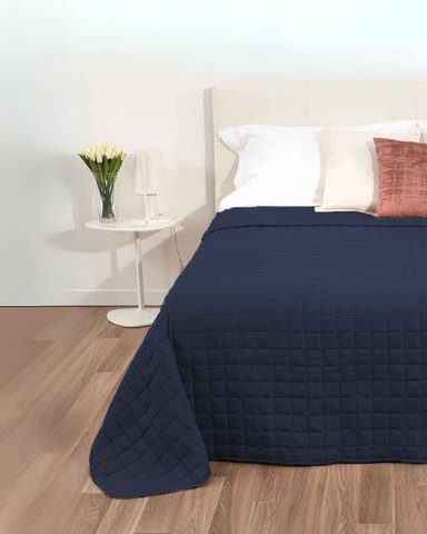 QUILT 100 % ALGODÓN BRAMANTE QUEEN AZUL MARINO 180 HILOS