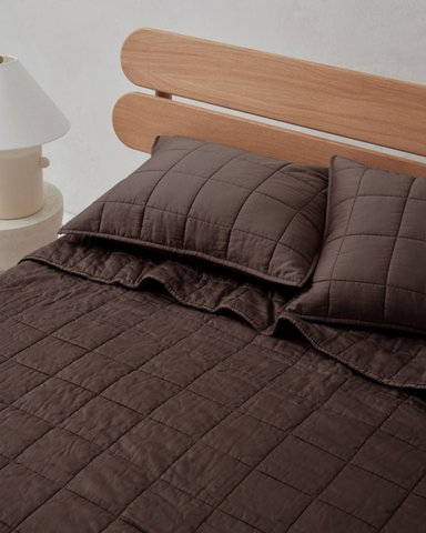 QUILT 100 % ALGODÓN BRAMANTE 1 PLZ MARRÓN 200 HILOS