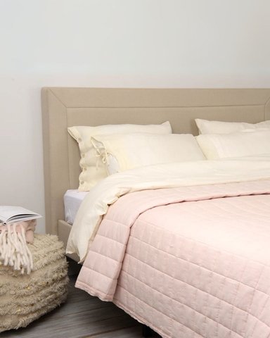 QUILT 100 % ALGODÓN BRAMANTE KING ROSADO BEBÉ 200 HILOS