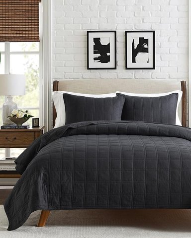 QUILT 100 % ALGODÓN BRAMANTE 1.5 PLZ NEGRO 200 HILOS