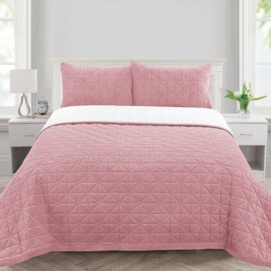 SET CUBRECAMA CARNERO PIEL ANGEL 2 PLZ ROSADO - 1