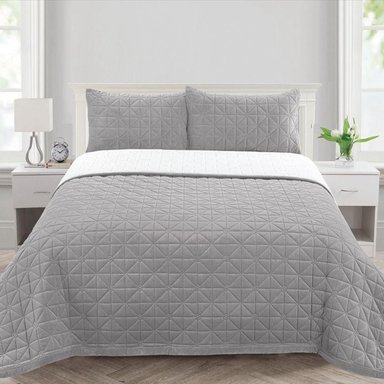 SET CUBRECAMA CARNERO PIEL ANGEL 2 PLZ GRIS CLARO - 1