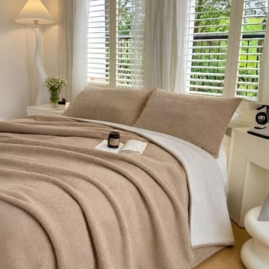FRAZADA SHERPA 2 PLZ BEIGE - 1