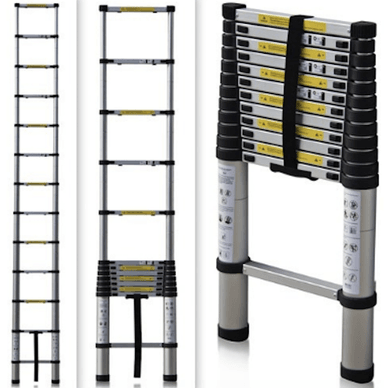 ESCALERA TELESCOPICA EXTENSIBLE ALUMINIO 3METROS 80CM MAX 150KG 13 PASOS