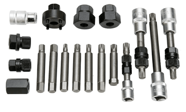 JUEGO WORKTOOLS EXTRACTOR INSTALADOR POLEAS ALTERNADOR 18PCS