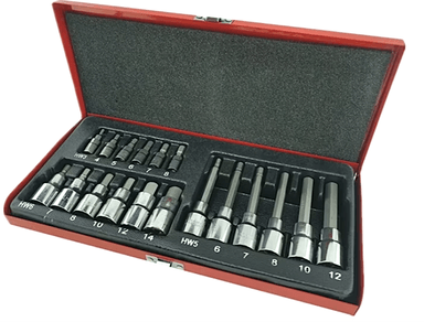 MALETA WORKTOOLS DADOS PUNTAS ALLEN LARGOS Y CORTOS 18PIEZAS